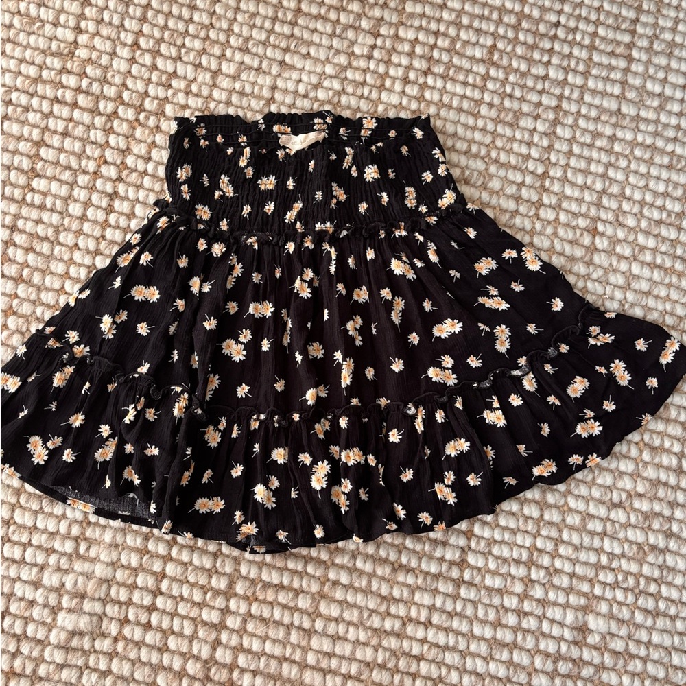 Altar'd State Black Floral Skater Skirt